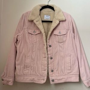 Old Navy Pink Corduroy Jacket with Cream Sherpa Lining